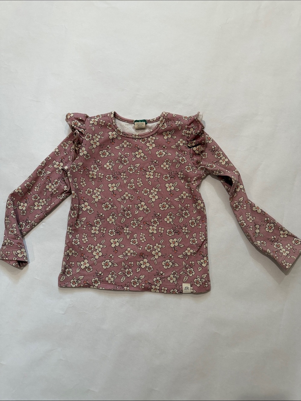 Little Road Co. Girls' Dusty Rose Floral Ruffle Long Sleeve Tee